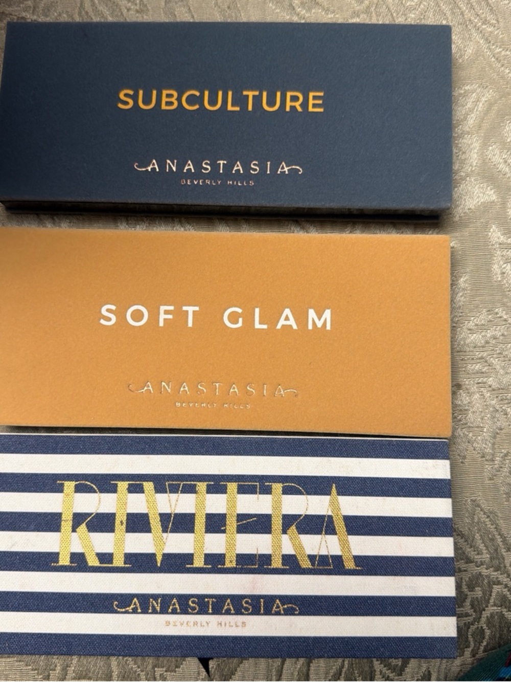 Anastasia Beverly Hills Subculture (navy) & Soft Glam (gold) Palettes